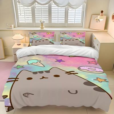 Bettwäsche Set P-PusheenS Katze Bettbezug Kissenbezug Cartoon Erwachsene Junge Mädchen Schlafzimmer Dekoration Kinder Einzel Doppel Große Größe