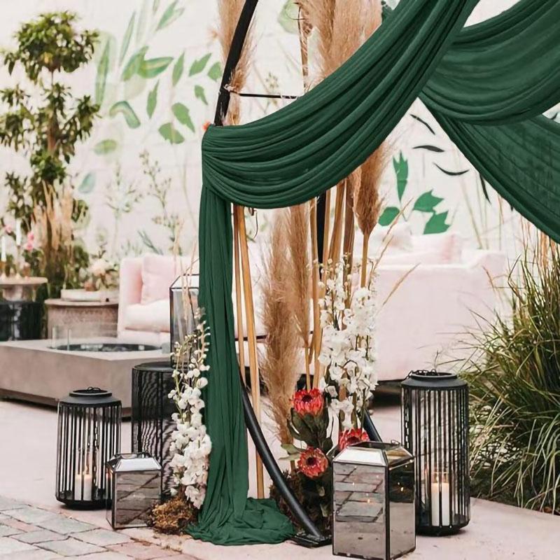 Dark Green Chiffon Wedding Arch Draping Fabric Sheer Curtains Drapery Ceremony Reception Backdrop Curtain Party Swag Christmas
