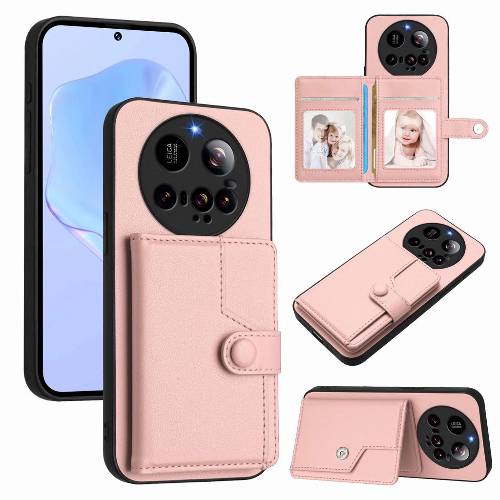 Für Xiaomi 15 Ultra Hülle RFID-Blockierender Kartenhalter Ständer TPU+PU-Leder Handy-Rückseite