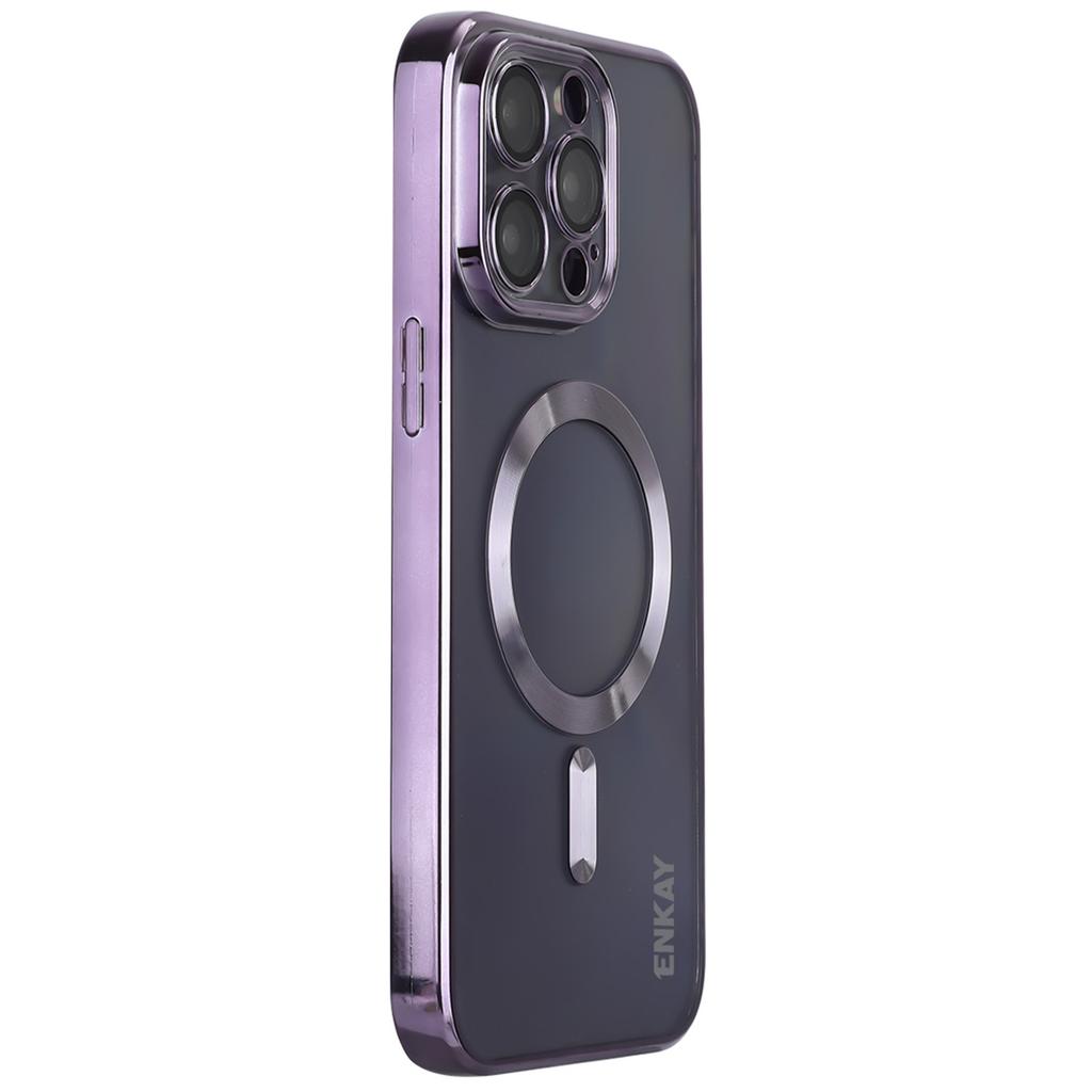 ENKAY HAT PRINCE For iPhone 16 Pro Magnetic Clear Case Shockproof TPU Phone Cover with Lens Film