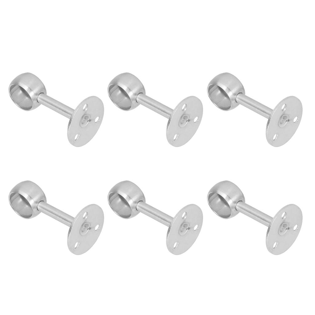 6Pcs Flanged Socket Stainless Steel Curtain Rod Brackets Wardrobe Pole Holder Hardware Fitting(22 AllPass )