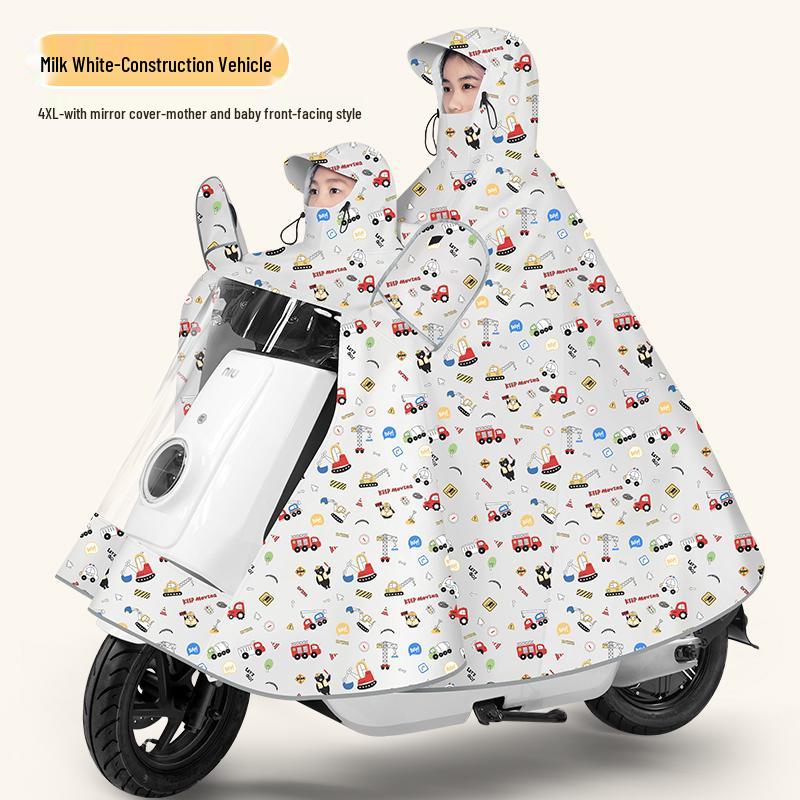 Parent-Child Raincoat for 2025: XL Front-Mounted Electric Scooter Double-Person Poncho