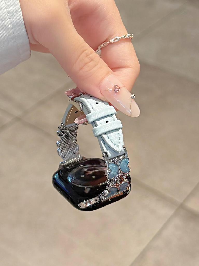 Enamel Butterfly Leather Strap for Apple Watch Series 2-10