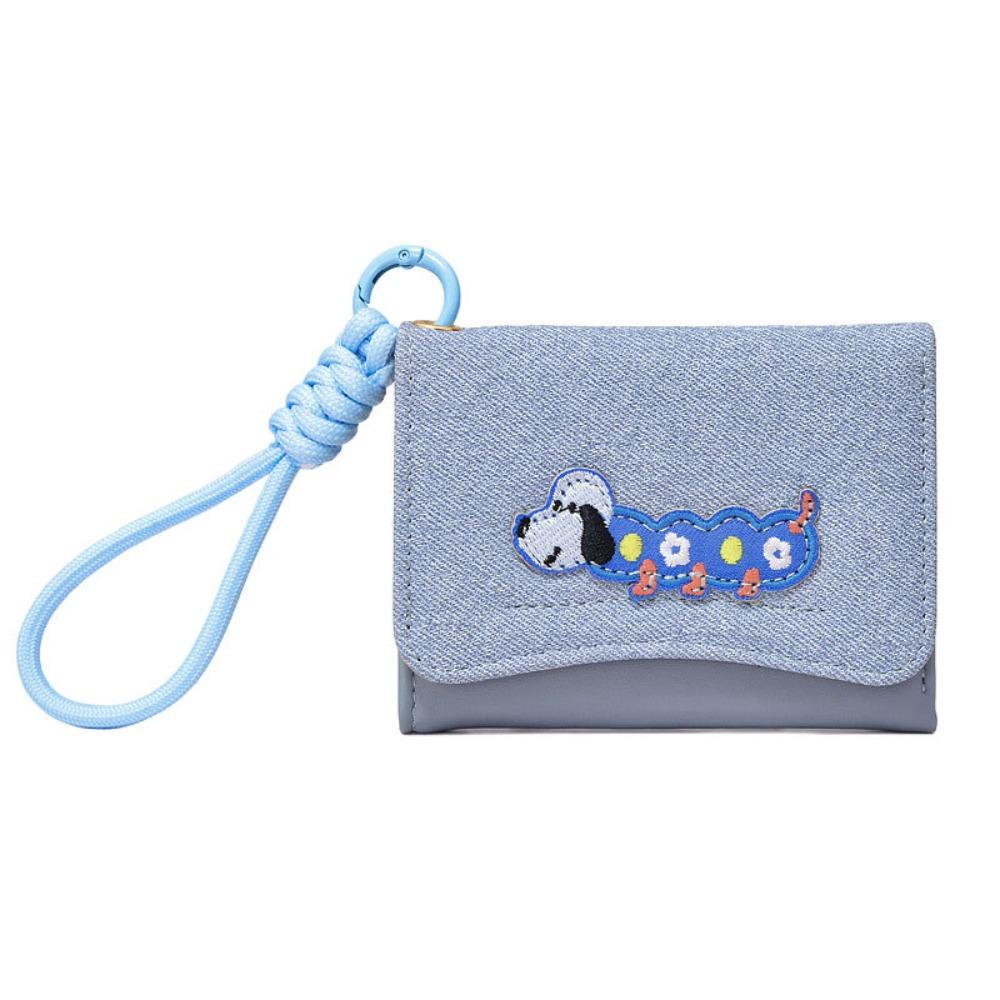 Korean Style Folding Purse Pu Leather Card Holder Cute Cute Puppy Short Wallet  Student синий
