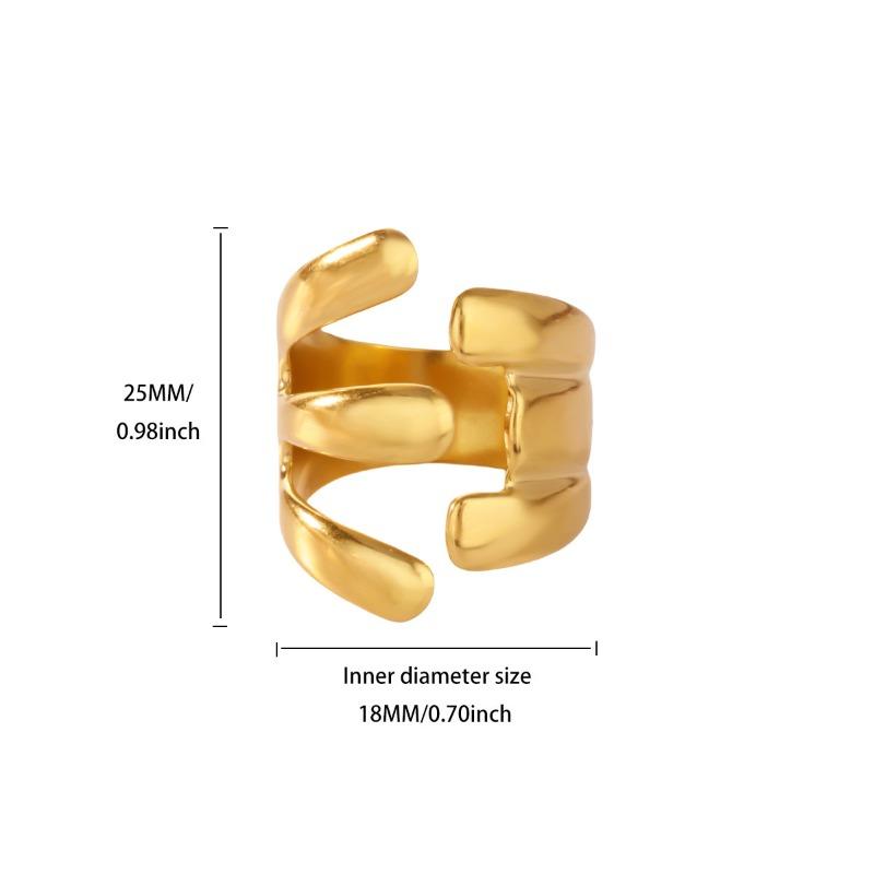 New Hot-selling Geometric Line Stainless Steel Ring Women's Opening Niche Personality Simple Fashion Ring