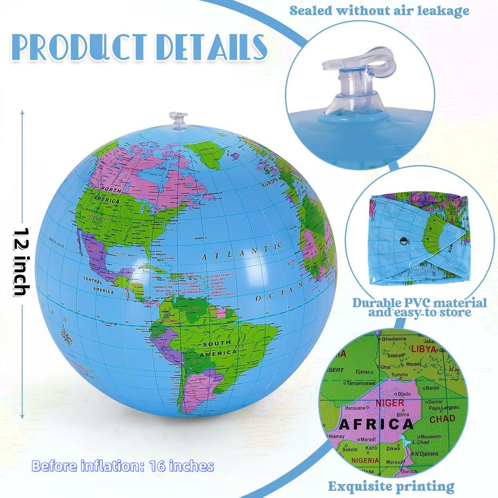 1/2/4 ks Nafukovací glóbus Nafouknutý světový glóbus Letní venkovní PVC Plážový míč Pro děti Školní třída Geografie Párty
