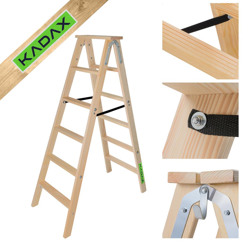 KADAX Malerleiter Holz Klappbar 3-6 Stufen Doppelseitig