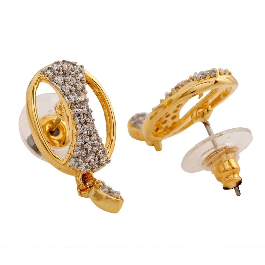 Estele vergoldete amerikanische Diamant-Stern-Mond-Ohrringe für Damen