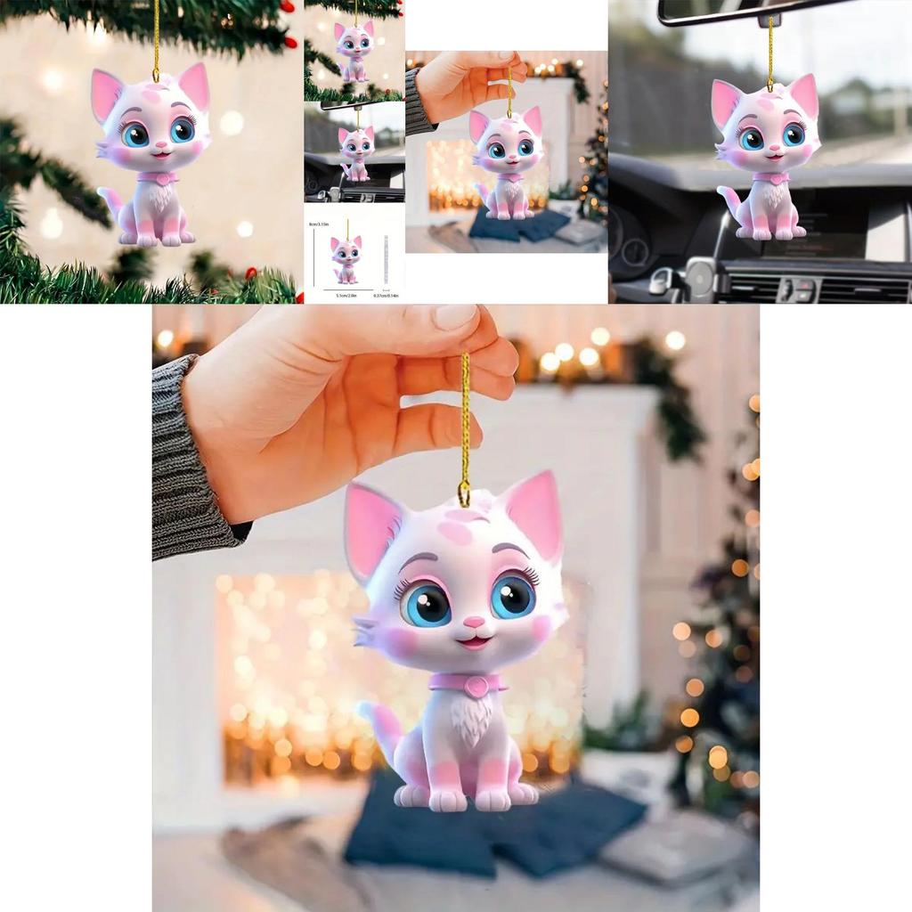 Adorable Pink Acrylic Cartoon Style Car Hanging Decoration For Trendy Vehicle Decor