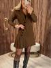 2025 Women's Autumn Long-Sleeved Pleated Suit Dress - European & American Style