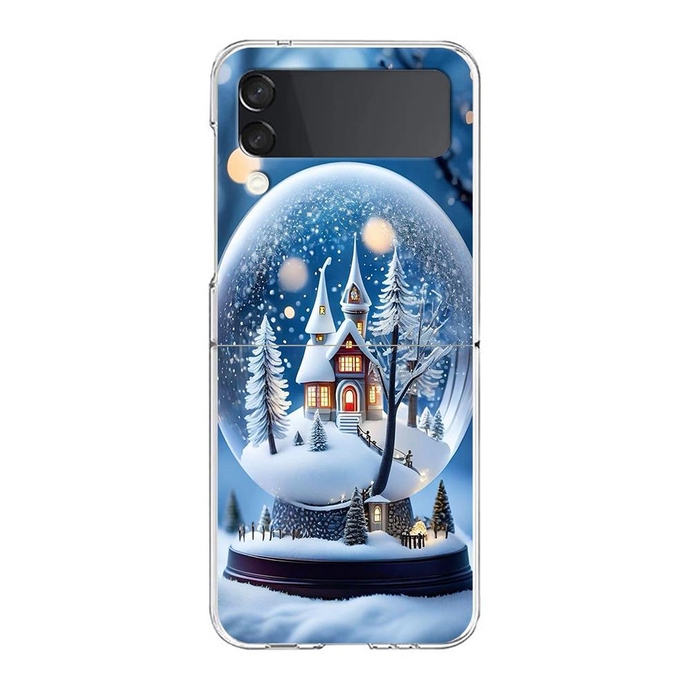 

Чехол для телефона Samsung Z Flip 3 4 5 Прозрачный складной чехол из прочного поликарбоната для Galaxy Z Flip 3 5 Чехол с рождественским графическим принтом Galaxy Z Flip 5