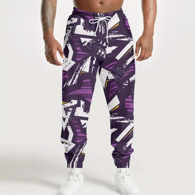 

Молодежная мужская одежда весна осень повседневные спортивные штаны с 3D-цифровым принтом мужские модные брюки 4XL фиолетовый