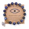 Lucky Turkish Evil Eye Pendant Beads Bracelet Handmade Natural Stone Charm Elastic Bangles Men Women Fashion Yoga Energy Jewelry