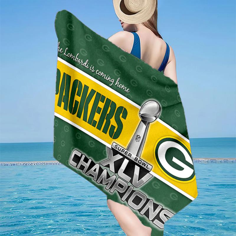 Green Bay Packers Logo Microfiber Beach Towel, Lightweight And Quick-Dry, for Summer Travel, Beach Essential, Swimming Pool