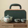 Hand-Painted Ge Kiln Ceramic Kung Fu Tea Set: Teapot & Two Cups Portable Set