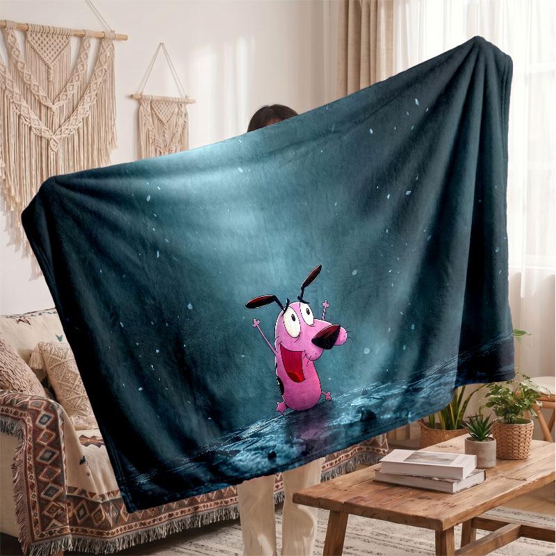 Warm Flannel BlanketCourage the Cowardly Dog Soft Cozy Throw Blanket for Bedroom Couch
