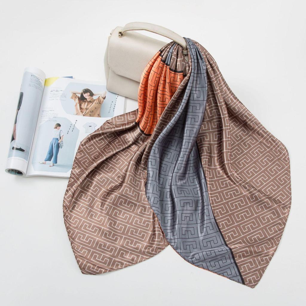 Simulation Silk 90cm Large Square Scarf Silk Scarf Female New 2026 Spring and Fall Models of Foreign Fashion Shirt Large Square Scarf Mother Scarf