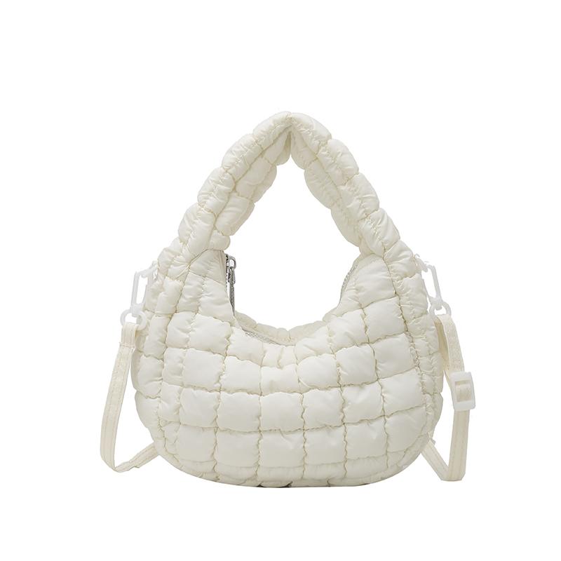 Pleated cloud bag women's autumn and winter new down cott handbag casual versatile bubble shoulder messenger bag