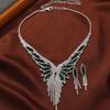 2 stk/sett Dame Elegant halskjede øredobber Justerbar skinnende rhinestones Cubic Zirconia Choker halskjede kvast Drop øredobber sett