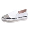 Aphixta Crystals Round Toe Leather Flats Shoes Women Silver Bling Loafers Couple Platform Woman Flat With Students spring autumn