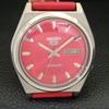 SEIKO 5 AUTOMATIC VINTAGE 7009A JAPAN MENS RED COLOR DIAL WATCH a702336-5 R124-a702336