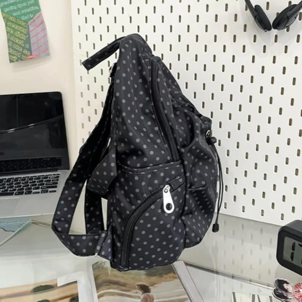 Versatile Polka Dot Women's Backpack Lightweight Nylon Backpack Bag School Bag For Students Travel Use