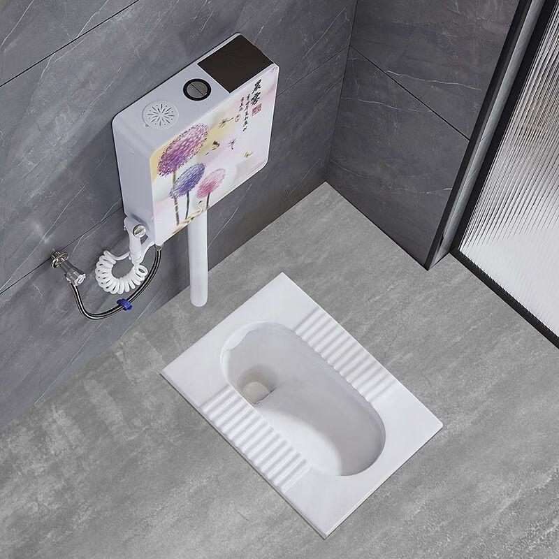 Ceramic Squat Toilet with Flush Tank and Front Drainage