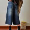 Unisex American Denim Shorts - Casual Summer Wear, Loose Fit, High Street Style, Cropped Wide-Leg Pants