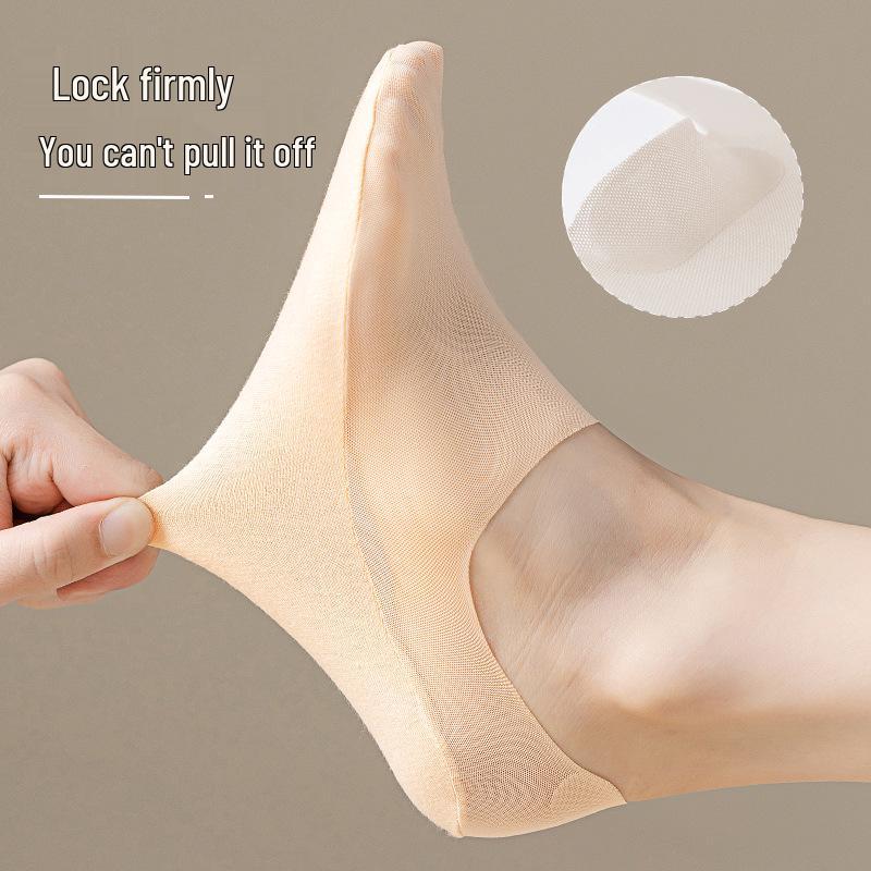 Women's Summer Mesh Boat Socks - Pure Cotton, Low Cut, Invisible, Non-Slip, Casual.