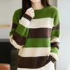 Navava Women Striped Colorblock Long Sleeve Knit Top Nk3529