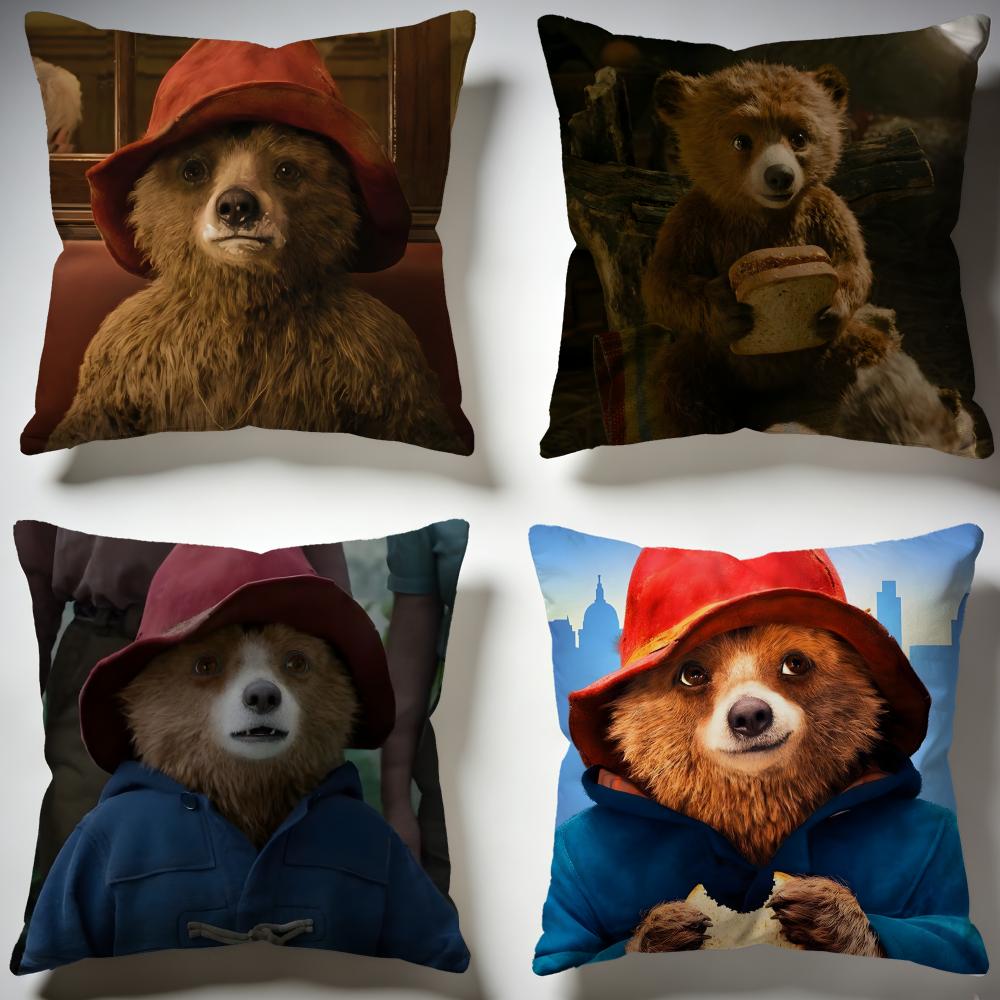 Fashion PPaddington Beariou Cushion Cover Stylish Washable Pillow Cover Ideal for Couch Bedroom Car Decoration