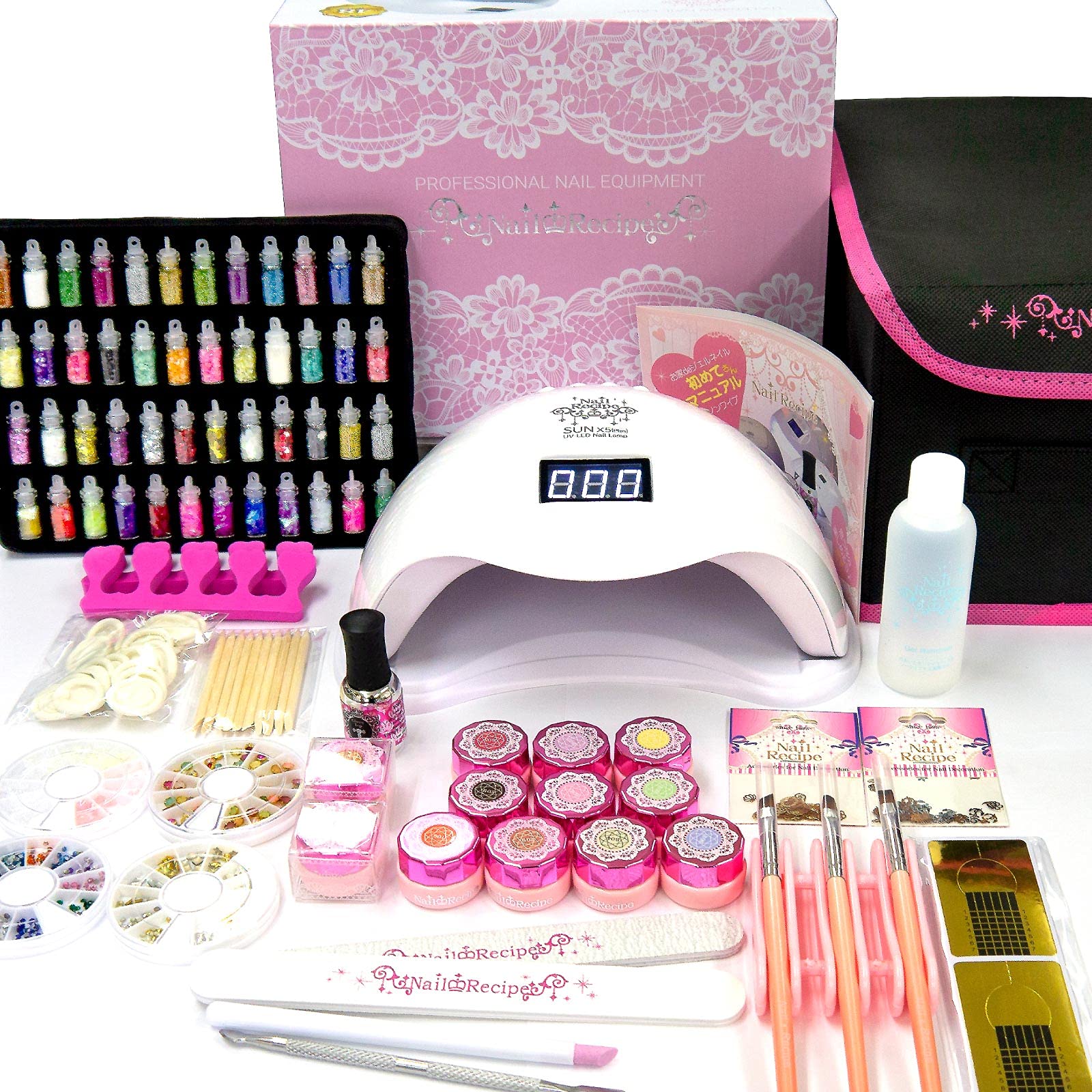 

NailRecipe Gel Nail Starter Kit with Complete Tools, 10 Colors, 48W LED Light, Set B (Bright Color)