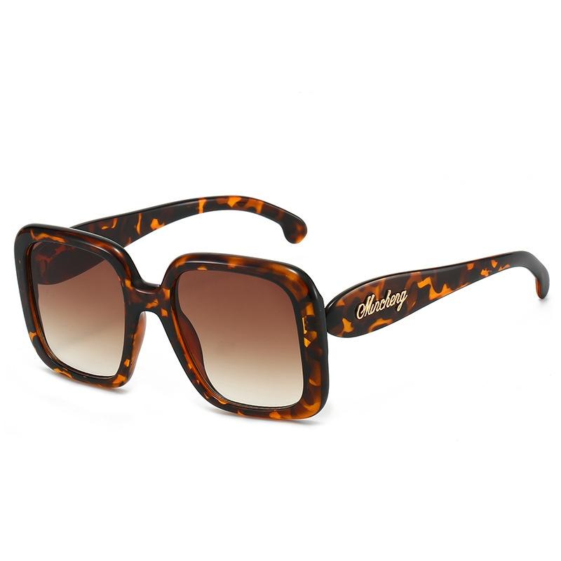 Retro Tortoiseshell Gradient Square Women Sunglasses  Brand Personality Frame Design Trendy All Match Men Sun Glasses Uv400