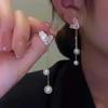 Geometric Square White Crystal Pendant Earrings For Women Fashionable Personalized Daily Accessory Party Jewelry Birthday Gifts