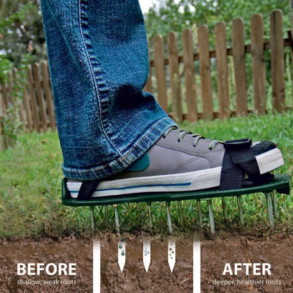 Garden Aerator Sandals for Aerating Lawn Soil Shoes Gardening Walking Aerator Nail Shoes Lawn Aerator Shoes with AdjustableStrap