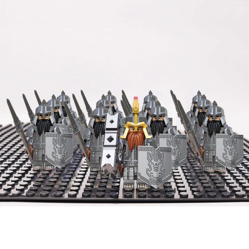 13Pcs Gondor Battle Spearman Body Gurad Infantry VS Roman Solider Eomer Rohan Warriorr Figures Blocks Set Toys for Kids
