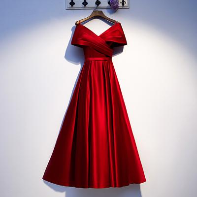 Abendkleid Dunkelrot V-Ausschnitt Kleider Frau Party Nacht A-Linie Abendkleider für Frauen Übergröße