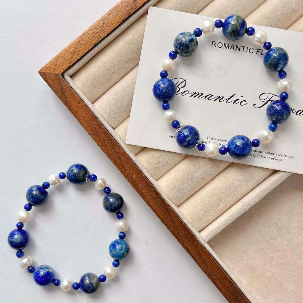 High Quality Natural Freshwater Pearl Lapis Lazuli Design Bracelet Bracelet