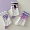 1Pair Purple Lovely Socks Children'S Women'S Warm Cotton Socks Medium Tube Autumn
