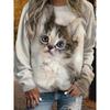 Women's Animal Cat Graphic Sweatshirts 3D Prints O-Neck Long Sleeve Tops Women's Apparel Streetwears Fall Pullover