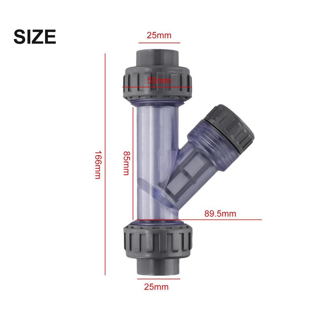 I.D 20~63mm Transparent PVC Y-Type Filter Aquarium Fish Tank Irrigation Filters 1pcs Garden Water Pipe Connectors
