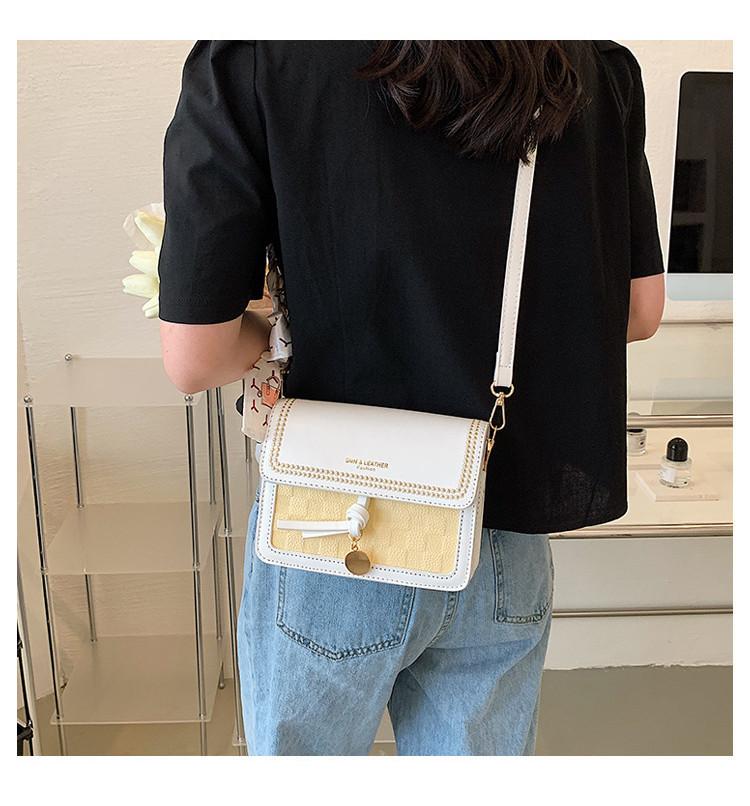 2024 New Color Block Women's Shoulder Bag Ins Fashion Plaid Scarf Crossbody Bag