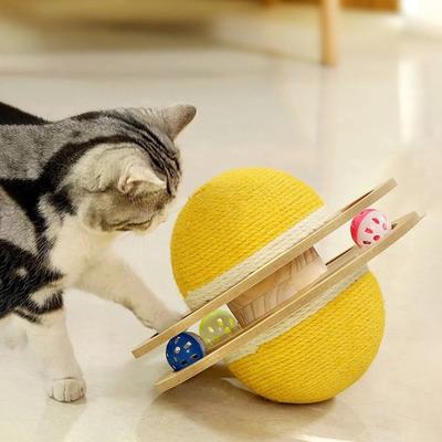 Cat Toy Sisal Turntable Track Play Plate Ball Tumbler Wear-Resistant Cat Scratching Board Cat Toy