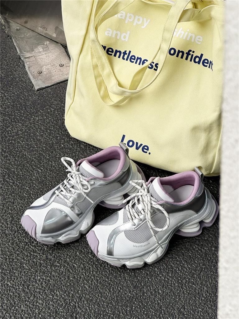 Damen-Dad-Schuhe mit dicker Sohle 2025 neu vielseitige höhenvergrößernde atmungsaktive Sportschuhe mit leichtgewichtiger, weicher Sohle ultraleichte Freizeitschuhe