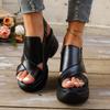 Fashion Summer New Large Size Thick Bottom Roman Sandals Wedges High Heels Hollow Out Shoes for Women Platform Black White Sandalias
