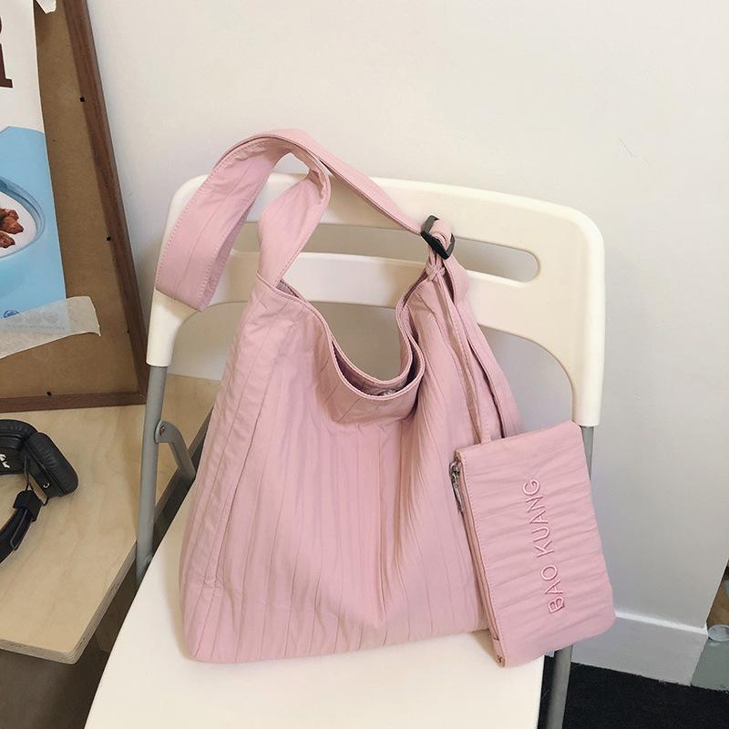 Large Capacity Underarm Bag Women's Pleated Bag Casual Commuter Shoulder Bag Casual Solid Color Bag Women's Simple Messenger Bag