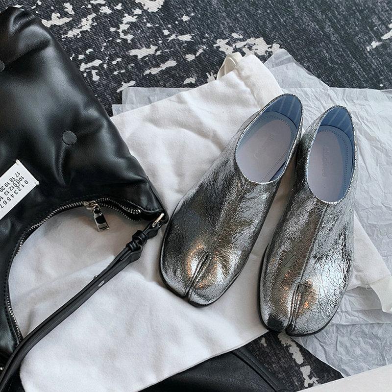 Fashion 2025 Summer New Silver Horseshoe Shoes For Women, A Lazy Man'S One-Foot Flat Shallow Toe Single