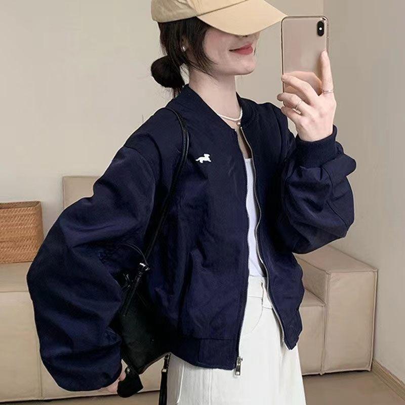 

Женская модная куртка-бомбер свободного ленивого стиля на весну, универсальный тонкий топ обычного кроя с длинными рукавами, верхняя одежда 2XL