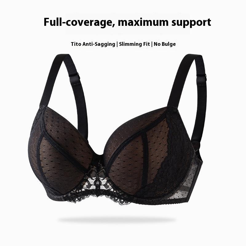 

Большой размер бюстгальтер против обвисания дышащий контрастный бюстгальтер полной чашки для большой груди 85G чёрный