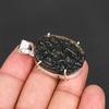 Rare Moldavite Gemstone Pendant Handcrafted Textured Stone Charm 925 Sterling Silver Plated Jewelry for Men & Women